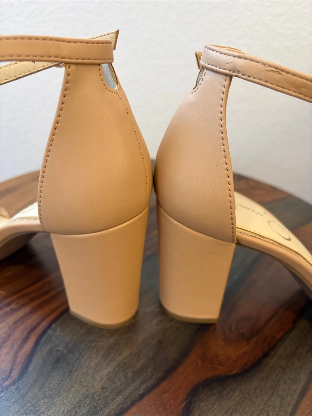 Jessica Simpson Beige Ankle-Strap Block Heel Sandals